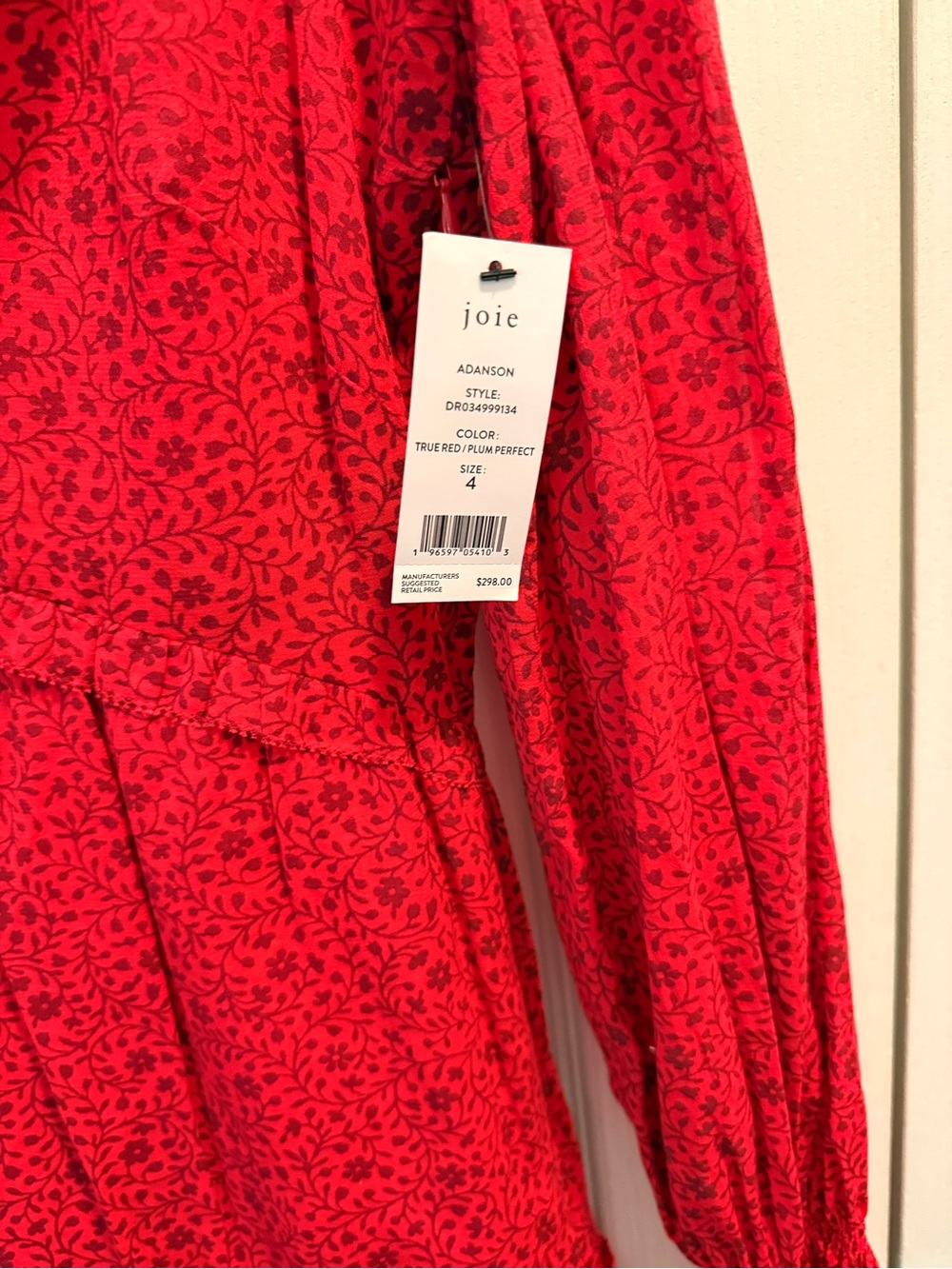 JOIE ADANSON MINI COTTON DRESS IN TRUE RED PLUM PERFECT Sz 4 NWT - Picture 6 of 10
